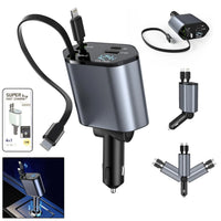 4-In-1 Super Fast Car Charger With Dual Built-In Cables